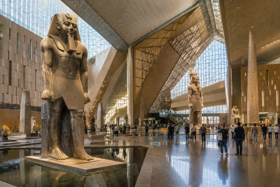 Ramses II colossus in the atrium of the Grand Egyptian Museum
