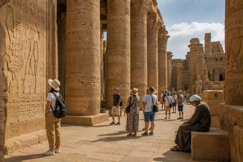 Visitors in the Great Hypostyle Hall of Karnak