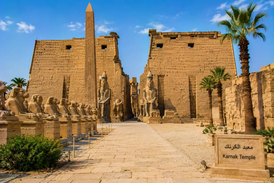 First pylon of Karnak Temple and the Avenue of Sphinxes