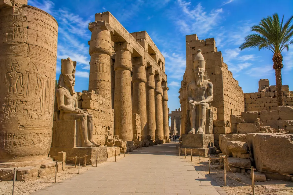 Colossi and columns at Luxor Temple