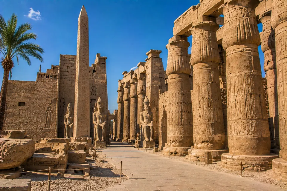 Obelisk and papyrus columns at Luxor Temple
