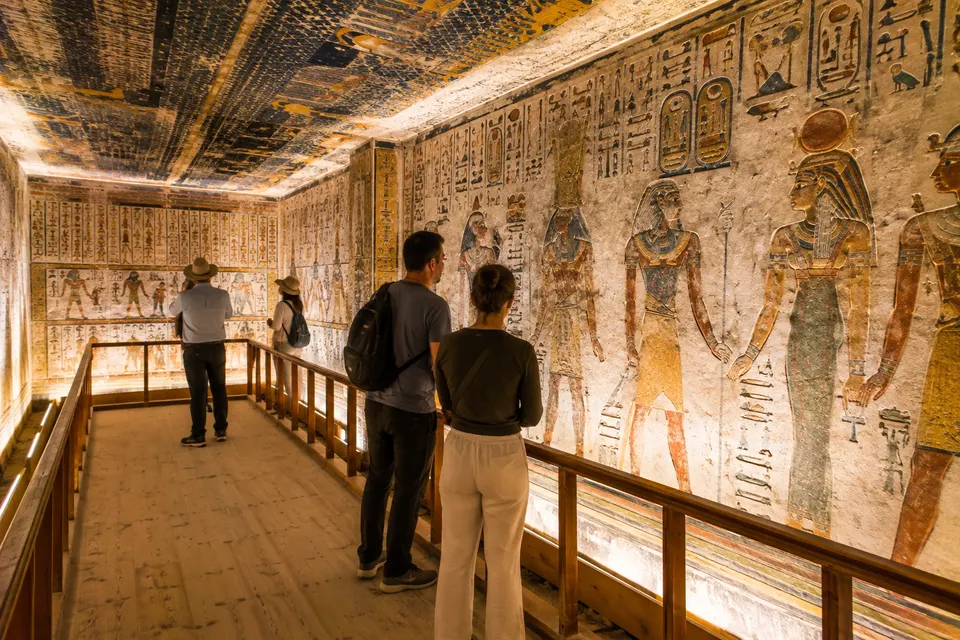 Painted corridor of a royal tomb in the Valley of the Kings
